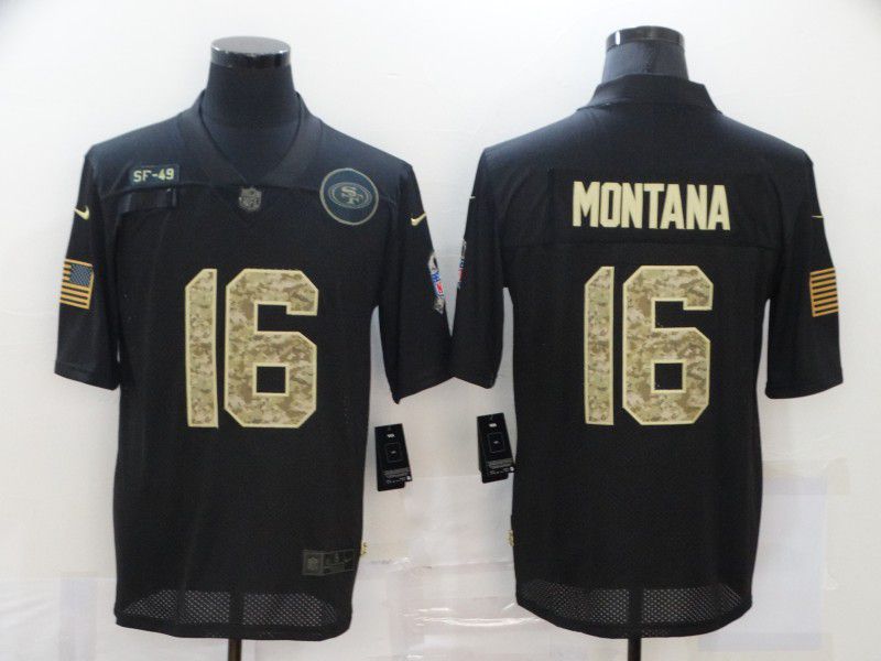 Men San Francisco 49ers #16 Montana Black camo Lettering 2020 Nike NFL Jersey->san francisco 49ers->NFL Jersey